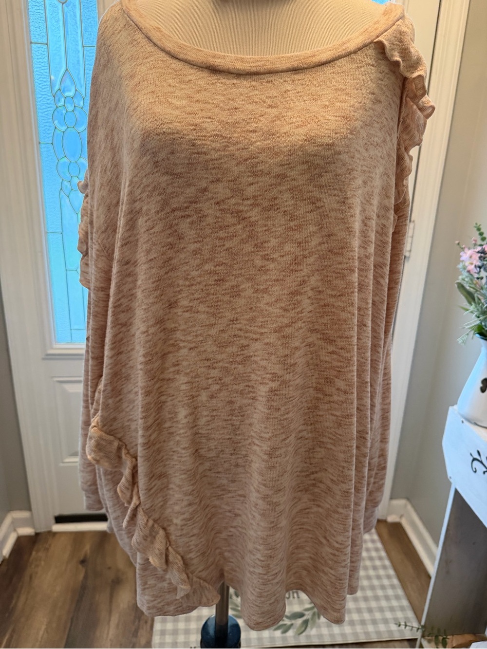 Vintage America Peach Ruffle-Sleeve Tunic Top